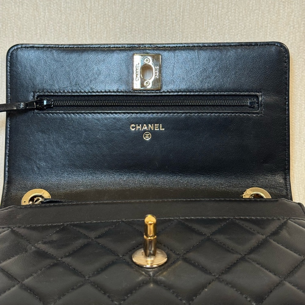 chanel trendy cc lambskin wallet on chain woc black - Picture 8 of 11